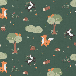 Algodón estampado GUY Verde / Naranja